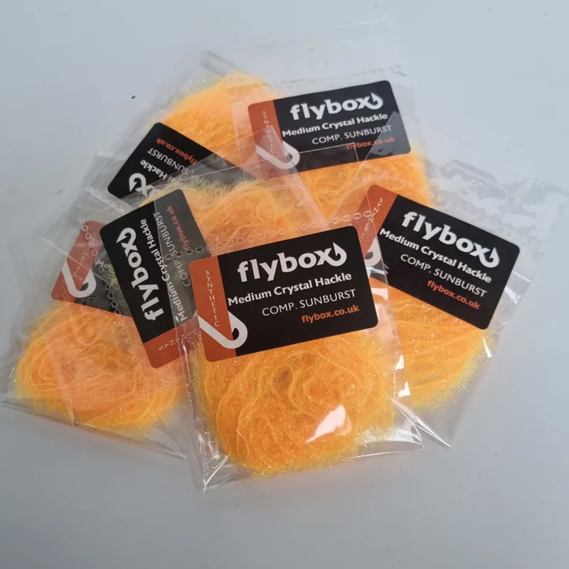 Flybox Medium Crystal Hackle in Competition Sunburst-2